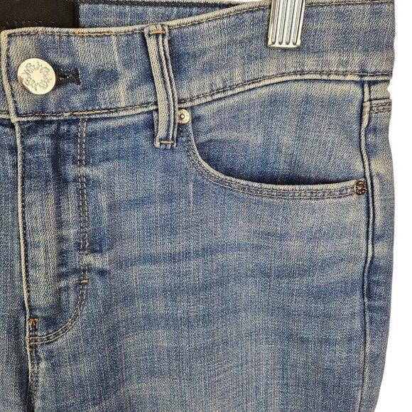 White House Black Market The Slim Ankle Mid Rise Jeans Size 4 Cuffed Chain Detai - Picture 3 of 12